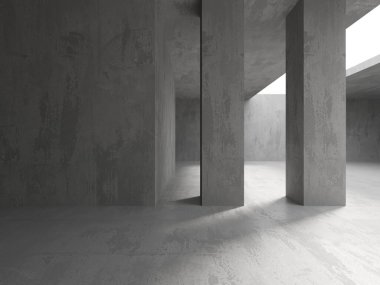 Soyut boş beton döşeme. Minimalist karanlık oda tasarım şablonu. 3d oluşturma
