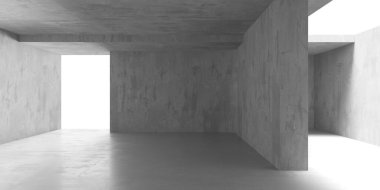 Soyut boş beton döşeme. Minimalist karanlık oda tasarım şablonu. 3d oluşturma