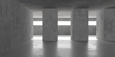 Soyut boş beton döşeme. Minimalist karanlık oda tasarım şablonu. 3d oluşturma