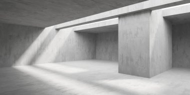 Soyut mimari iç plan. Modern beton oda. 3d oluşturma