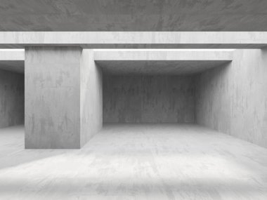 Soyut boş modern iç mekan. Beton duvarlar. Mimarlık geçmişi. 3d oluşturma