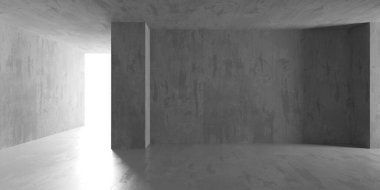 Soyut iç dizayn beton oda. Mimarlık geçmişi. 3d oluşturma