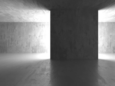 Soyut mimari iç plan. Modern beton oda. 3d oluşturma