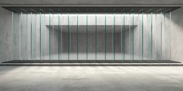 Abstract Futuristisch Beton Glasarchitectuur Minimalistisch Interieur Destructie — Stockfoto