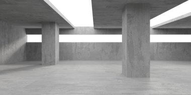Soyut boş beton döşeme. Minimalist karanlık oda tasarım şablonu. 3d oluşturma