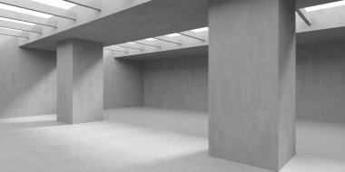 Soyut boş beton döşeme. Minimalist karanlık oda tasarım şablonu. 3d oluşturma