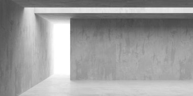 Soyut iç yapısı olan beton bir oda. Açık alan. Sanayi arka plan şablonu. 3d oluşturma