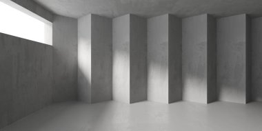 Soyut boş beton döşeme. Minimalist karanlık oda tasarım şablonu. 3d oluşturma