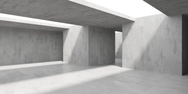 Soyut boş beton döşeme. Minimalist karanlık oda tasarım şablonu. 3d oluşturma