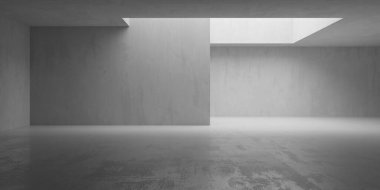 Soyut boş beton döşeme. Minimalist karanlık oda tasarım şablonu. 3d oluşturma