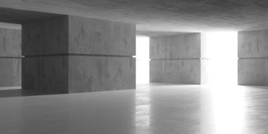 Soyut boş beton döşeme. Minimalist karanlık oda tasarım şablonu. 3d oluşturma