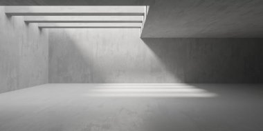 Soyut boş beton döşeme. Minimalist karanlık oda tasarım şablonu. 3d oluşturma