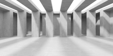 Soyut boş beton döşeme. Minimalist karanlık oda tasarım şablonu. 3d oluşturma