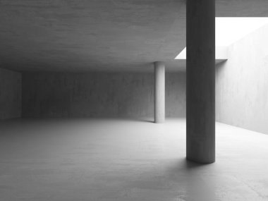 Soyut boş beton döşeme. Minimalist karanlık oda tasarım şablonu. 3d oluşturma