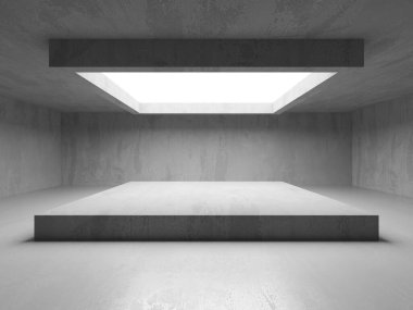 Soyut boş beton döşeme. Minimalist karanlık oda tasarım şablonu. 3d oluşturma
