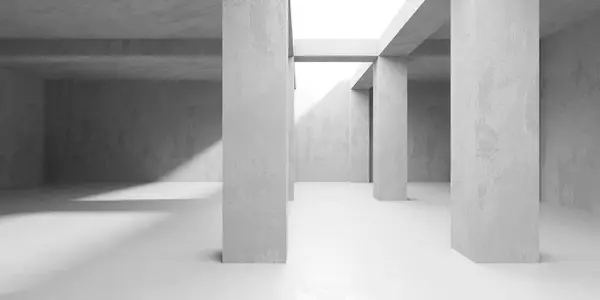 Abstract empty concrete interior. Minimalistic dark room design template. 3d rendering