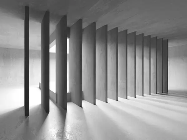 Abstract Leeg Betonnen Interieur Minimalistisch Donker Kamer Ontwerp Template Destructie — Stockfoto