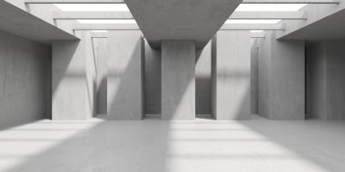 Soyut boş beton döşeme. Minimalist karanlık oda tasarım şablonu. 3d oluşturma