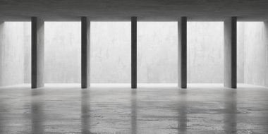 Soyut boş beton döşeme. Minimalist karanlık oda tasarım şablonu. 3d oluşturma