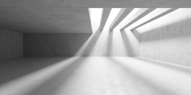 Soyut iç yapısı olan beton bir oda. Açık alan. Sanayi arka plan şablonu. 3d oluşturma