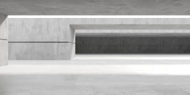 Soyut boş beton döşeme. Minimalist karanlık oda tasarım şablonu. 3d oluşturma