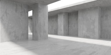 Soyut boş beton döşeme. Minimalist karanlık oda tasarım şablonu. 3d oluşturma