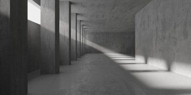 Soyut boş beton döşeme. Minimalist karanlık oda tasarım şablonu. 3d oluşturma