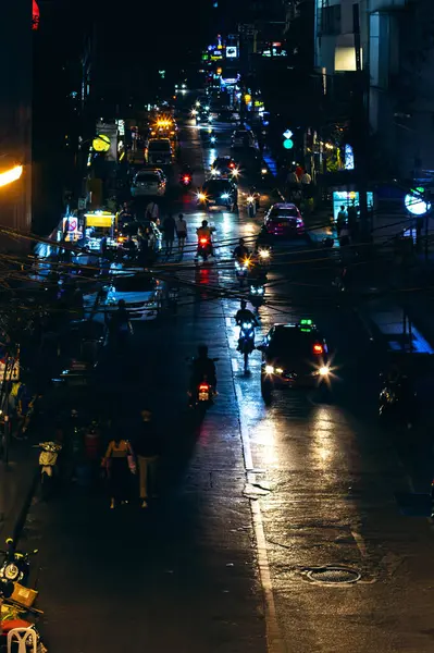 Blurred Night Traffic Bangkok City Thailand Rush Hour Traffic Jam — Stock Photo, Image
