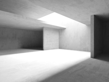 Soyut boş beton döşeme. Minimalist karanlık oda tasarım şablonu. 3d oluşturma