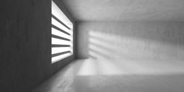 Soyut iç yapısı olan beton bir oda. Açık alan. Sanayi arka plan şablonu. 3d oluşturma