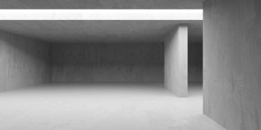 Soyut boş beton döşeme. Minimalist karanlık oda tasarım şablonu. 3d oluşturma