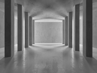 Soyut boş beton döşeme. Minimalist karanlık oda tasarım şablonu. 3d oluşturma