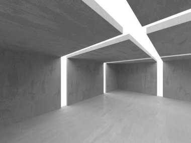 Soyut boş beton döşeme. Minimalist karanlık oda tasarım şablonu. 3d oluşturma