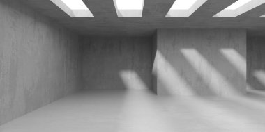 Soyut boş beton döşeme. Minimalist karanlık oda tasarım şablonu. 3d oluşturma