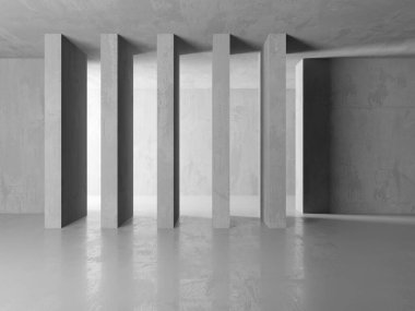 Soyut boş beton döşeme. Minimalist karanlık oda tasarım şablonu. 3d oluşturma