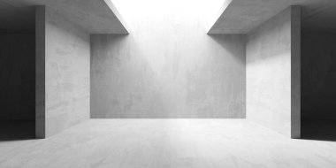 Soyut boş beton döşeme. Minimalist karanlık oda tasarım şablonu. 3d oluşturma