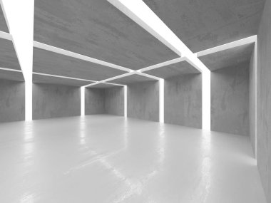 Soyut boş beton döşeme. Minimalist karanlık oda tasarım şablonu. 3d oluşturma