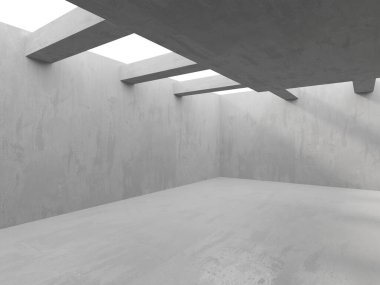 Soyut boş beton döşeme. Minimalist karanlık oda tasarım şablonu. 3d oluşturma