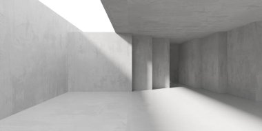 Soyut iç yapısı olan beton bir oda. Açık alan. Sanayi arka plan şablonu. 3d oluşturma