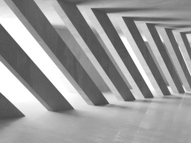 Beton duvarlı pis bir oda. Eski taş döşeme. 3d oluşturma