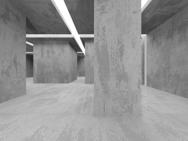 Soyut boş beton döşeme. Minimalist karanlık oda tasarım şablonu. 3d oluşturma