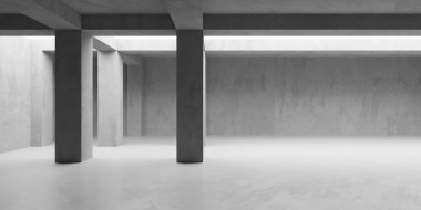 Soyut boş beton döşeme. Minimalist karanlık oda tasarım şablonu. 3d oluşturma