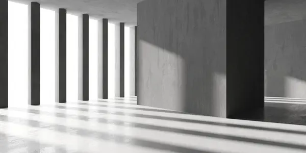Abstract Empty Concrete Interior Minimalistic Dark Room Design Template Rendering — Stock Photo, Image