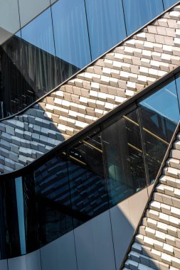 Mimarlık detayları. Modern bina cephesi. Gayrimenkul piyasası. Kentsel duvar tasarımı