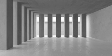 Soyut iç yapısı olan beton bir oda. Açık alan. Sanayi arka plan şablonu. 3d oluşturma