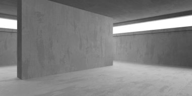 Soyut iç yapısı olan beton bir oda. Açık alan. Sanayi arka plan şablonu. 3d oluşturma