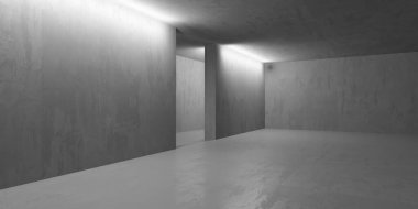 Soyut boş beton döşeme. Minimalist karanlık oda tasarım şablonu. 3d oluşturma