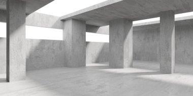 Soyut boş beton döşeme. Minimalist karanlık oda tasarım şablonu. 3d oluşturma