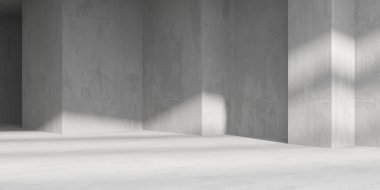 Soyut boş beton döşeme. Minimalist karanlık oda tasarım şablonu. 3d oluşturma
