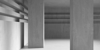 Soyut boş beton döşeme. Minimalist karanlık oda tasarım şablonu. 3d oluşturma